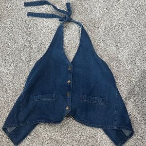 Lioness Hill Halter Denim Top